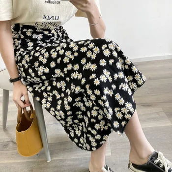 

Skirt high street Fashion 2020 Floral Skirt Summer Female print Skirt Daisy Short big swing a-line Midi skirt women skirts