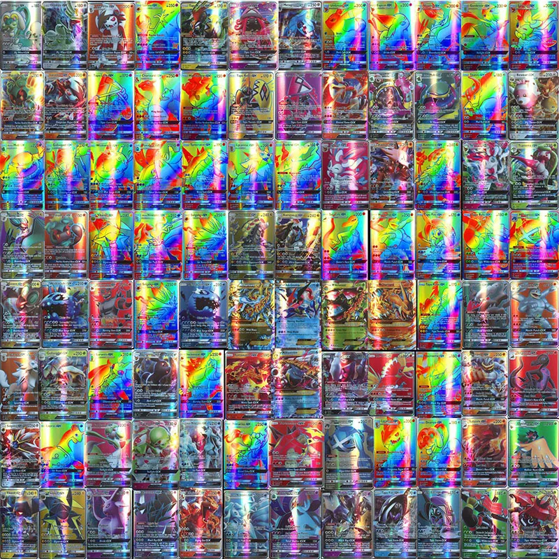 200 шт./компл. аниме игрой карточная игра 60 100 шт. блестящие карты с покемонами Мега GX без Повторите битва Carte дети мальчики игрушки подарки с коробкой