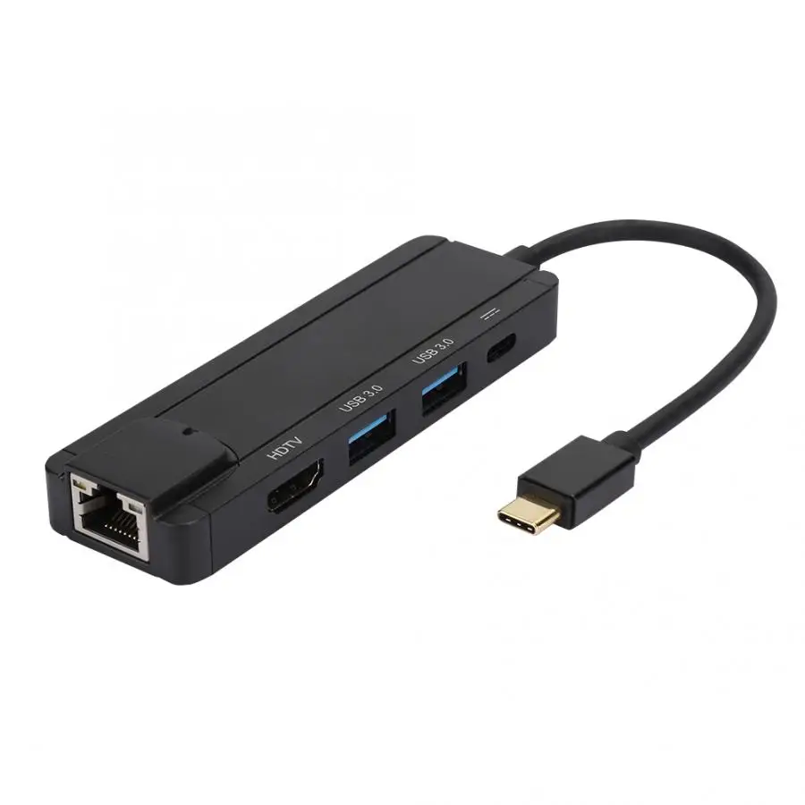 5-в-1 HDMI гигабитный сетевой адаптер «Все-в-одном» конвертер Тип-C концентратор USB док-станция для Macbook huawei Коврики книга компьютер