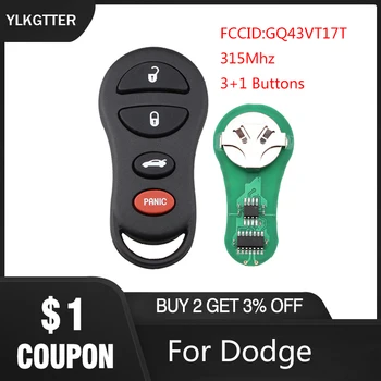 

YLKGTTER 3+1/4 button smart car remote control for dodge for Chrysler Sebring Jeep FCCID GQ43VT17T 315Mhz Frequency high quality