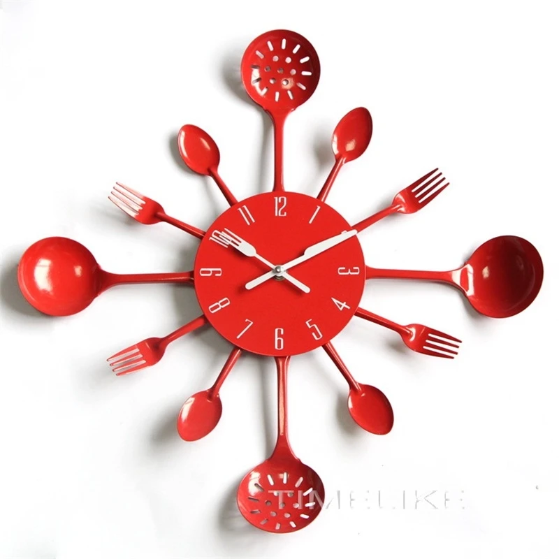 WallClock16InchMetalKitchenCutleryWallClockswithForksand