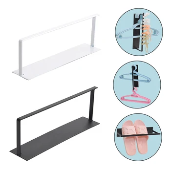 

Wrought Iron Hanger Storage Finishing Rack Free Punching Wall Hanging Balcony Multifunctional Hanging Storage Rack Coat Rack