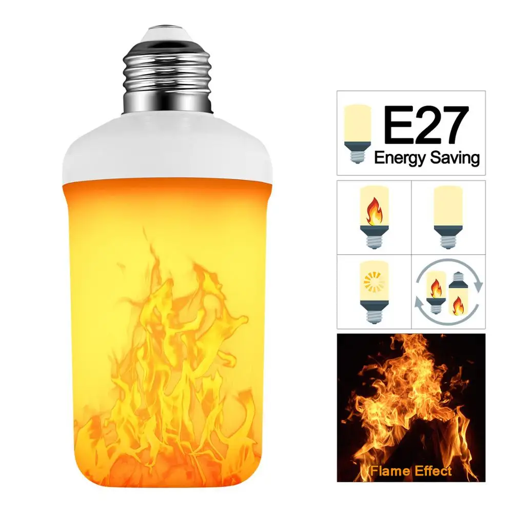Новый дизайн 3 режима светодиодсветодиодный лампа E12/E14/E26/E27 с эффектом пламени и