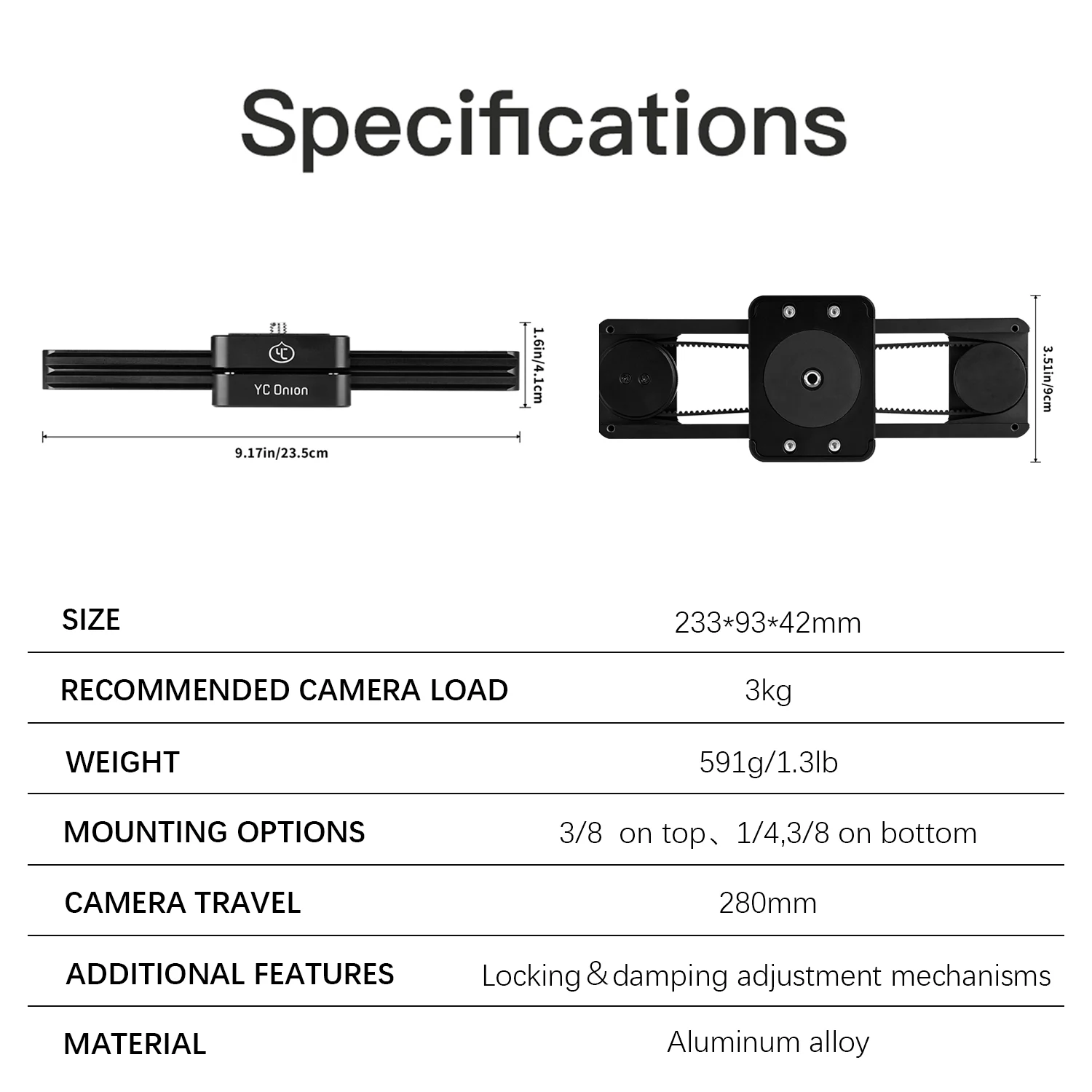 Camera Track Slider YC Onion Chocolate Slider for Camera DSLR Phone Mini Manual Portable Sliders Stabilizer for Camera 11in/28cm Travel Length
