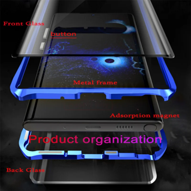 

Luxury 360 Full Body Protection Case for Samsung galaxy Note 10 Batman Magnetic Case Double-sided Glass Metal Bumper Cover