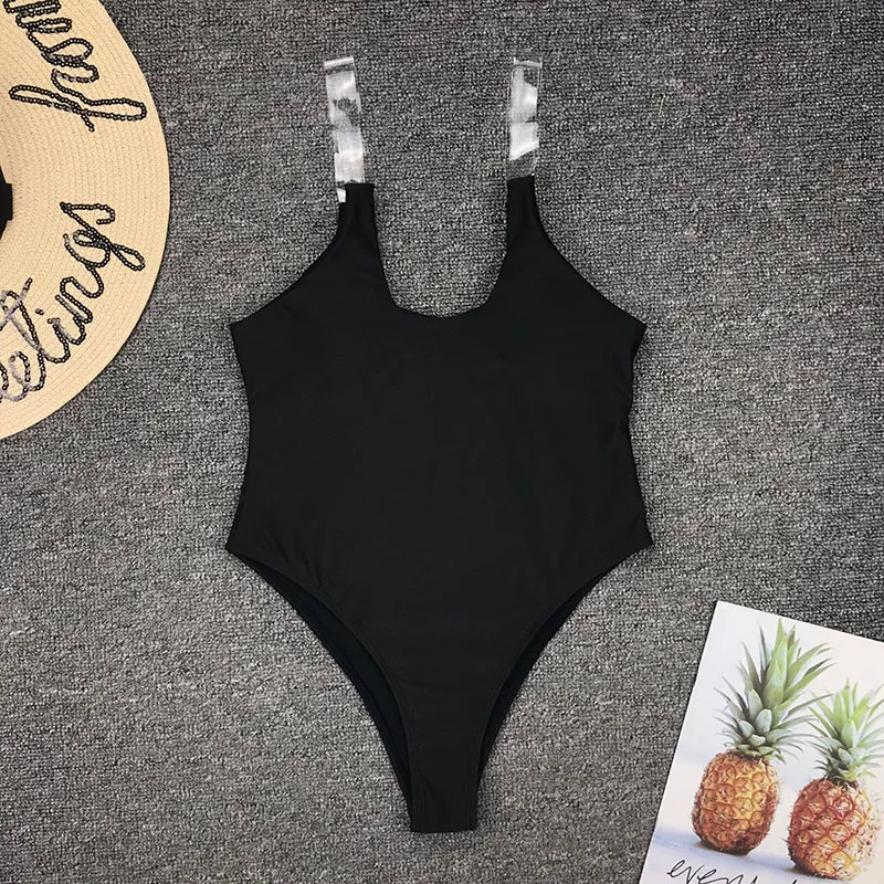 INGAGA, сексуальный купальник пуш-ап, женский, с высокой посадкой, Цельный купальник, женский, прозрачный, на бретелях, купальный костюм, новинка, u-образный боди