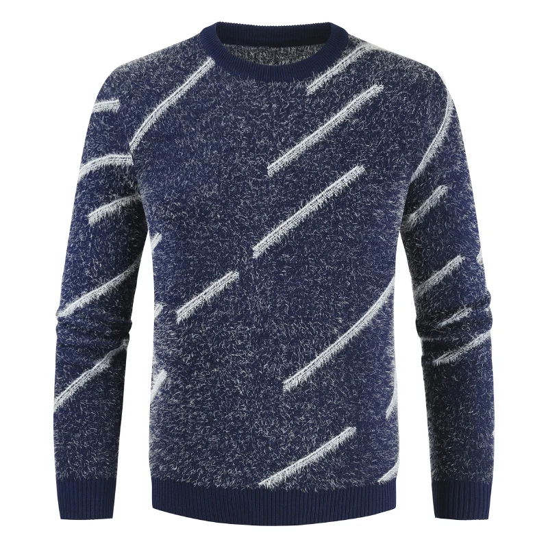 NEGIZBER 2019 Winter Sweater Men Solid Patchwork Striped O-neck Pullover Sweater Men Fashion Thick Warm Wool Sweater Men NEGIZBER 2019 Winter Sweater Men Solid Patchwork Striped O-neck Pullover Sweater Men Fashion Thick Warm Wool Sweater Men