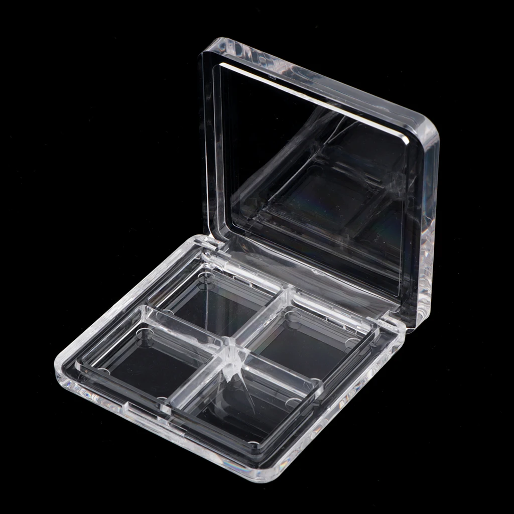 DIY Empty Lipstick Palette, Clear & Square Makeup Containter with 4 Wells for Eyeshadow/Lip Colors/Concealer/Bluse, Travel Box
