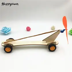 Happyxuan резинкой Мощность автомобиль DIY образовательные, научные наборы дети эксперимент веселые игрушки для изучения физики стволовых