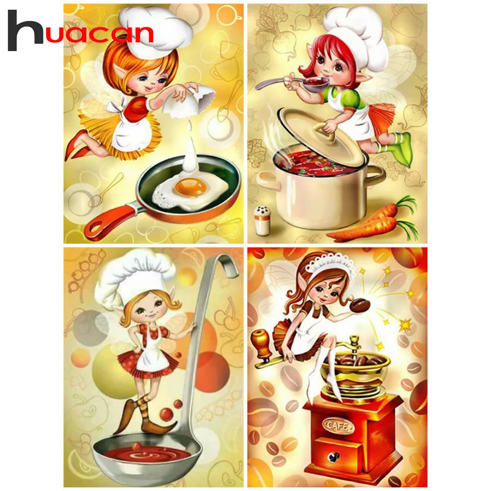 

Huacan Diamond Painting Cartoon Girl Full Drill Square Diamond Mosaic Stitch Embroidery Sale Rhinestone Picture Decor Home Gift