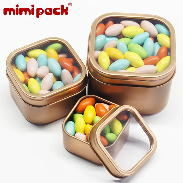 Mimipack квадратные жестяные коробки с прозрачным окном сахар шоколад коллекция