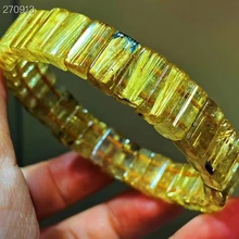 

Genuine Natural Gold Rutilated Quartz Flower Bracelet 12mm Clear Rectangle Beads Brazil Women Men Fashion Wealthy AAAAAA