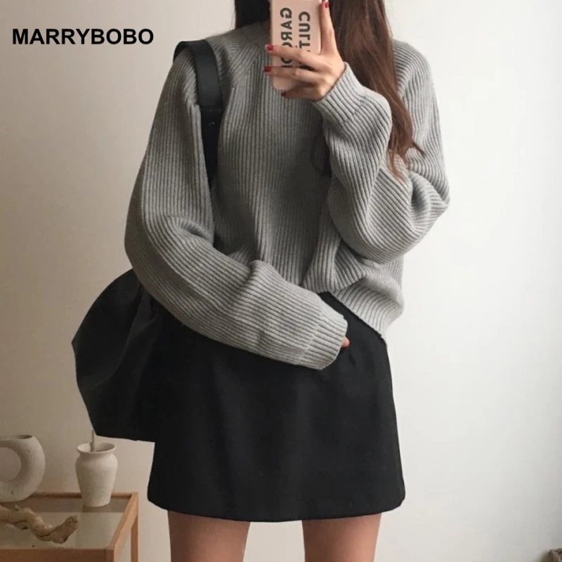 

New Autumn Winter Women Knitted Sweater Lady Korean Loose Tops 2019 Casual Solid O-Neck Long Sleeve Pullovers And Jumper