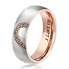 Bagues de couple en acier inoxydable pour hommes et femmes, coeur amoureux, or rose, noir, document, promesse de mariage, bijoux de fiançailles, livraison directe
