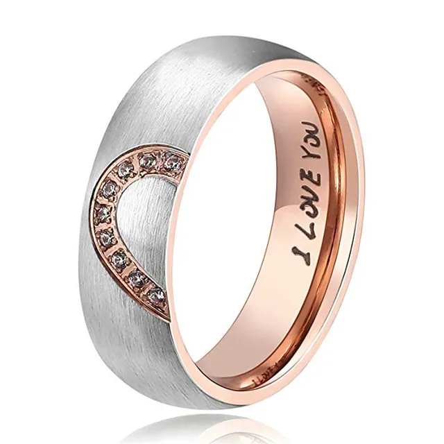Bagues de couple en acier inoxydable pour hommes et femmes, coeur amoureux, or rose, noir, document, promesse de mariage, bijoux de fiançailles, livraison directe