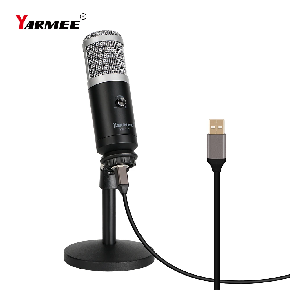 Профессиональный конденсаторный USB компьютерный микрофон YARMEE с подставкой для