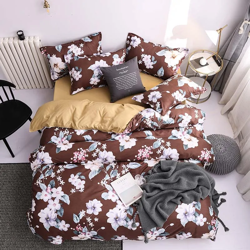 Blossoming Классический красный Рождественский Комплект постельного белья со снежинками, постельное белье с единорогом, пододеяльник, плоский лист, наволочки, наборы, королева, король, Твин, полный размер - Цвет: Blossoming