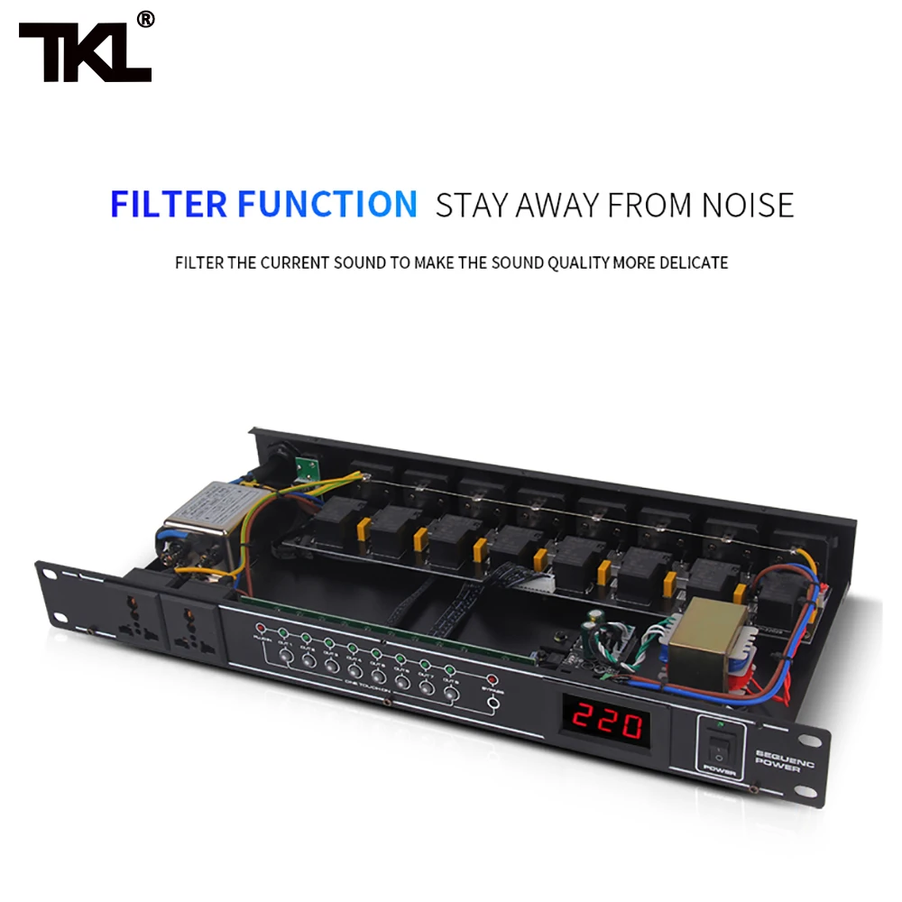 US $124.71 TKL D10 10Channels Power Sequence Professional Audio Air Switch Controller Automatic Power Strip Bar Effectively Protect