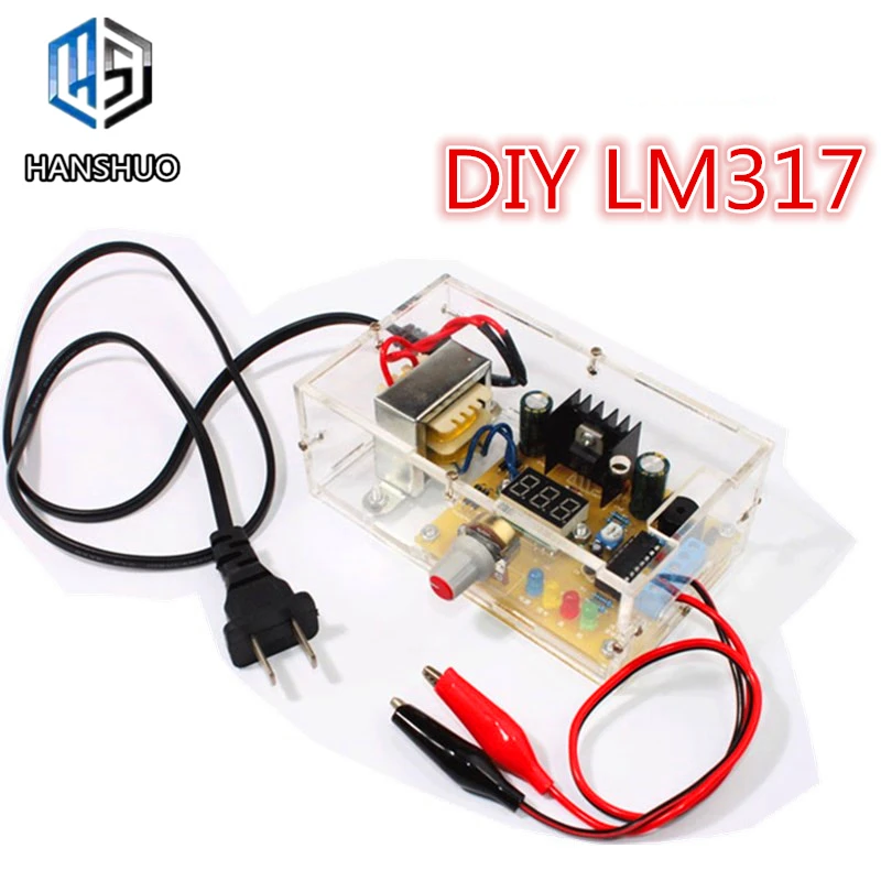 С фабрики ЕС 220 В DIY LM317 регулируемый напряжение питания доска обучающий комплект с Чехол