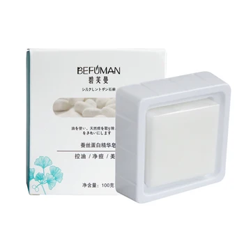 

Silk Protein Essence Soap Anti-Acne Oil Control Whitening Moisturizing Brighten Skin Wash Face Body Cleaning Soap 100g TSLM1