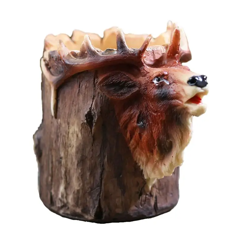 

Cartoon Elk Shape Pen Holder Brush Pot Desk Organizer Office School Stationery