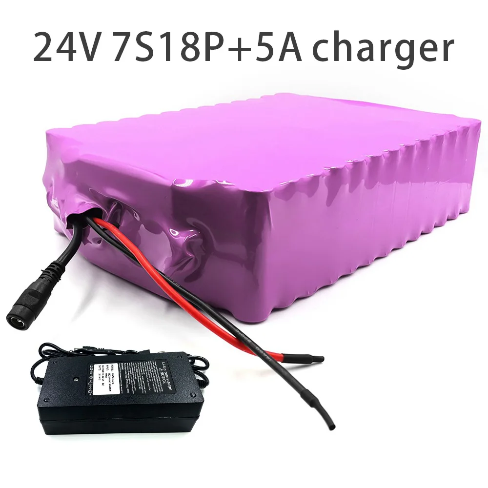

With 5A charger 63Ah 7S18P 24V battery e-bike ebike electric bicycle Li-ion customizable 255x190x70mm