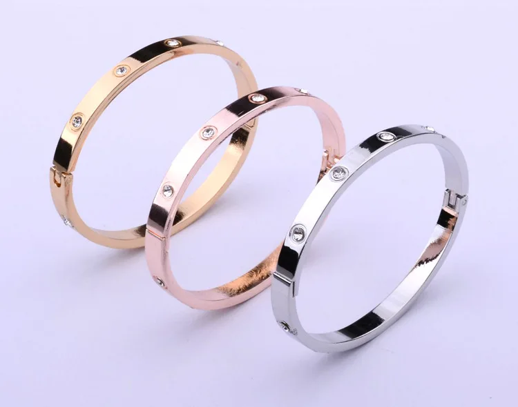 Bangle Bracelet Crystal Bracelets Silver Color Gold Rose Gold Color Rhinestone Crystal Bangles & Bracelet Classic Woman Cuff Bangles Fashion Party Jewelry
