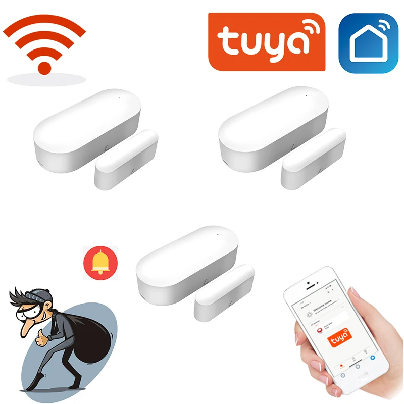 Смарт-Wifi датчик для двери Tuya детекторы открытия/закрытия дверей Wi-Fi уведомления