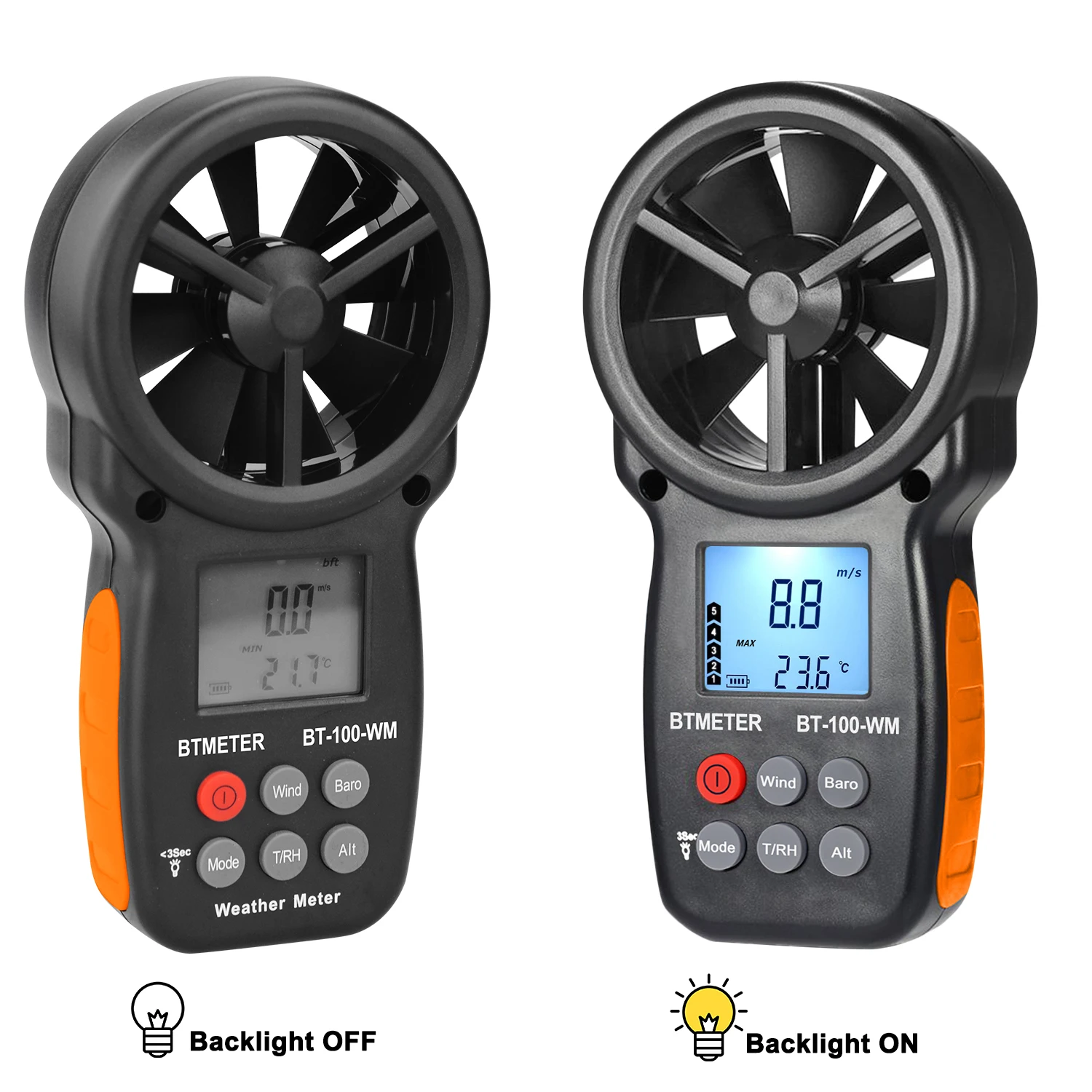 BTMETER BT100WM Digital Anemometer Barometer Handheld,for Wind Speed