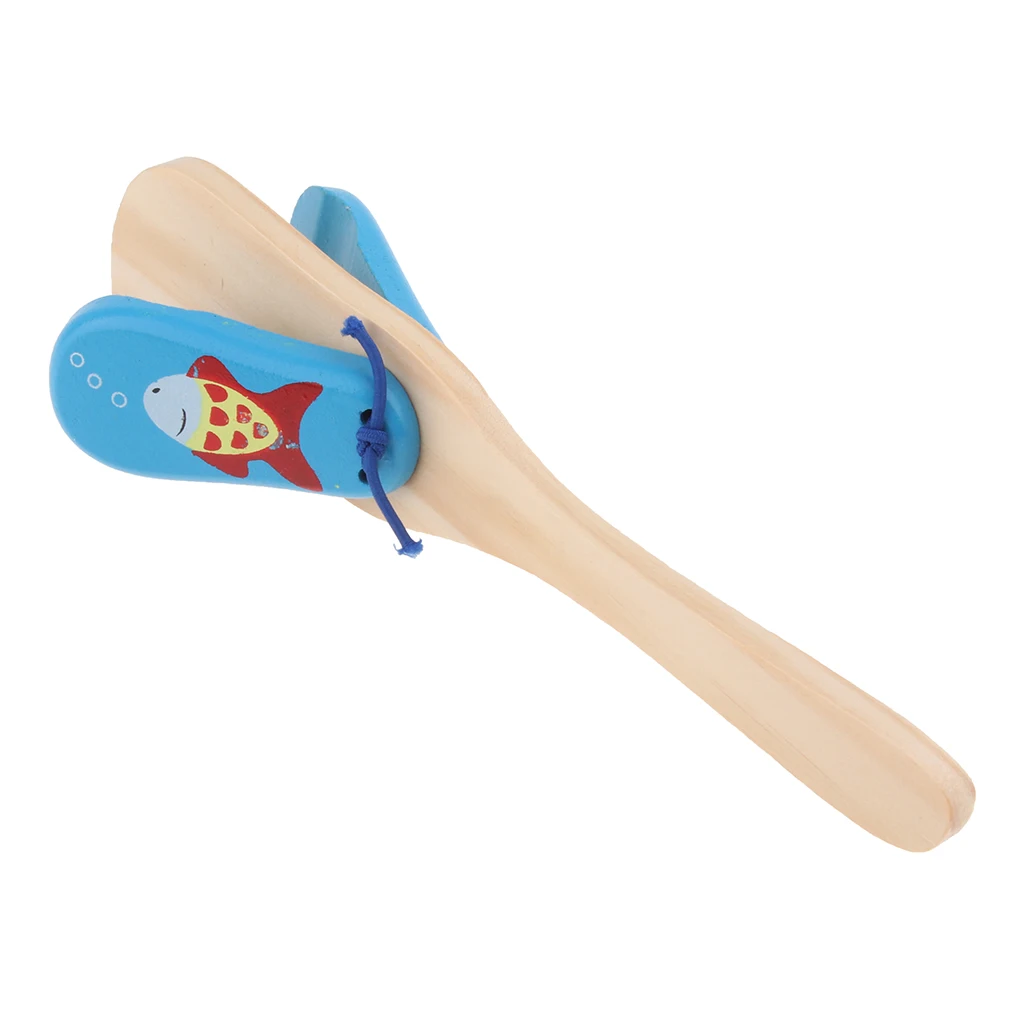 Wooden Long Handle Castanet/Clapper/Clacker Children Music Rhythm Trainning Equipment for Toys Kids Early Music Learning