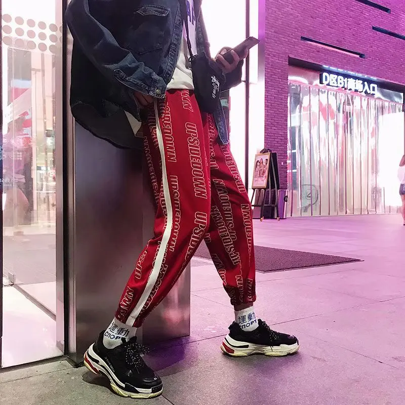 Новое поступление Harajuku японский стиль с буквенным принтом модные мужские брюки для бега хип хоп Осенние повседневные мужские шаровары