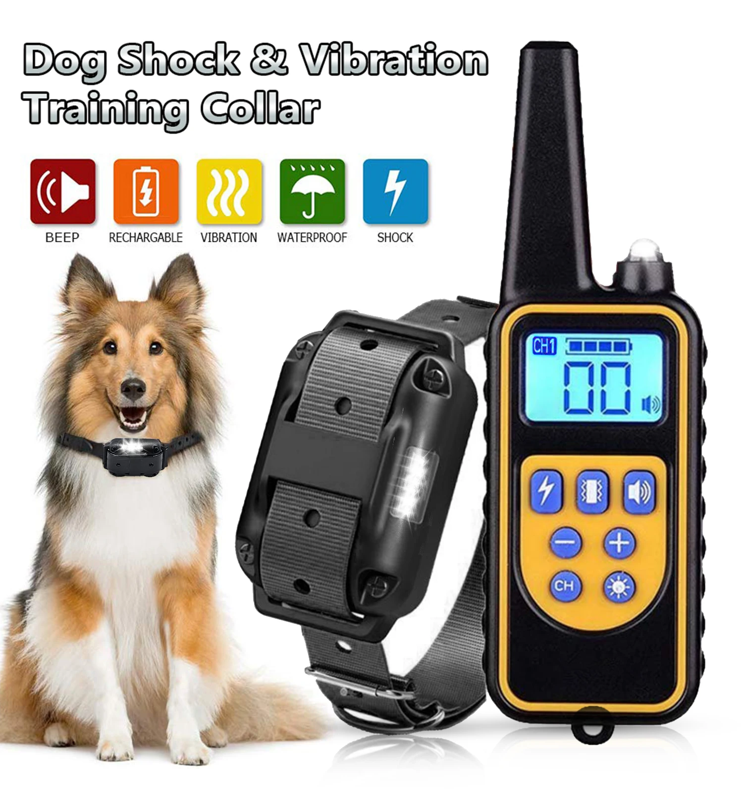 Goede Elektrische Hond Opleiding Kraag Oplaadbare Pet Trainging Kraag Met 800 M Afstandsbediening Trillingen Stop Barking Huisdier Halsband