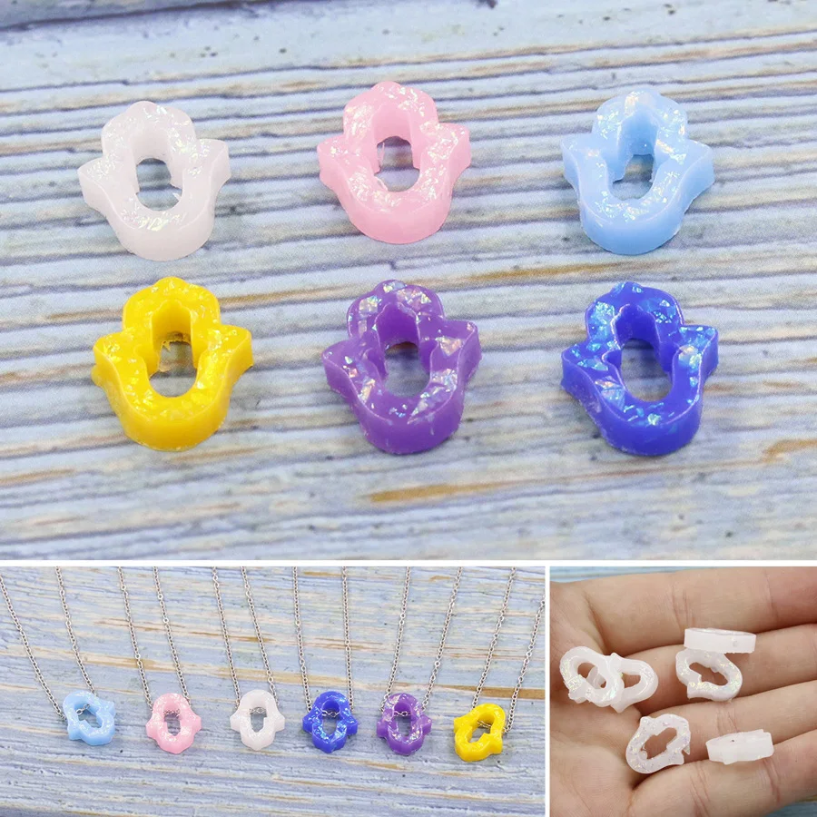 10 шт. Милые Имитация опала полые Фатима ручной серьги из смолы Подвески бисера