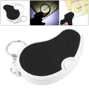 

5X 43mm ABS + PU Handble Optical Lens Foldable Portable Magnifier with LED Light and Key Ring for Repairing and Inspection