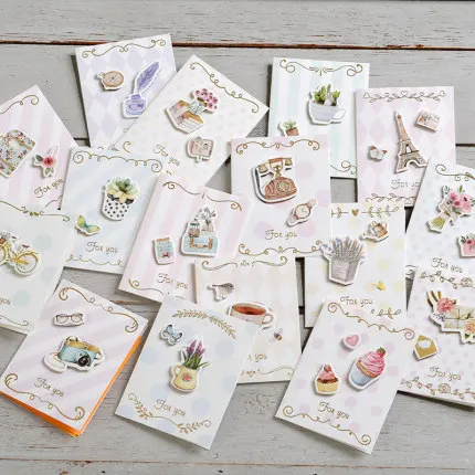 

8pcs Handmade Mini Card Gift Message FOR YOU Vintage Small Greeting Card