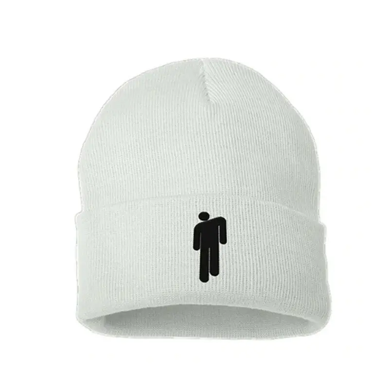 Фирменная Новинка Billie Eilish шапка Для женщин Для мужчин вязаное, тёплое, зимнее шапки для мужчин и женщин однотонный хип-хоп Повседневное манжетами широкий берет-Боб - Цвет: Белый