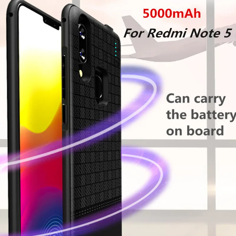 

KQJYS 5000mAh Portable Charging Power Case For Xiaomi Redmi Note 5 External Battery Charger Cases For Redmi Note 5 Battery Case