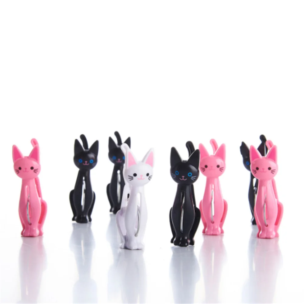 4Pcs Creative Cats Plastic Clothes Pegs Clothespins Cute Beach Towel Clips Bed Sheet Handdoek Socks Windproof Laundry Pins | Канцтовары