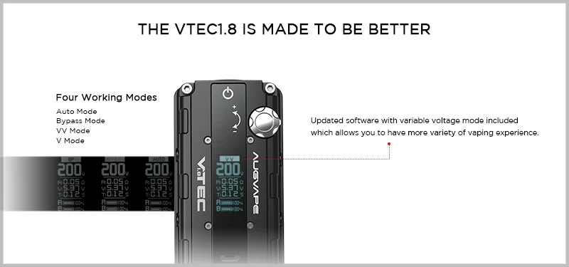 Augvape VTEC1.8 200 Вт электронная сигарета мод автоматический обход V режим OLED дисплей 510 разъем мод коробка новая версия Vape коробка мод