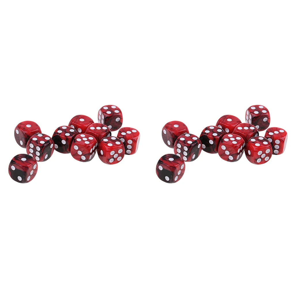 20x Six Sided Spot Dice 16mm Red Black Dies for MTG TRPG Craps Gambling Party Game