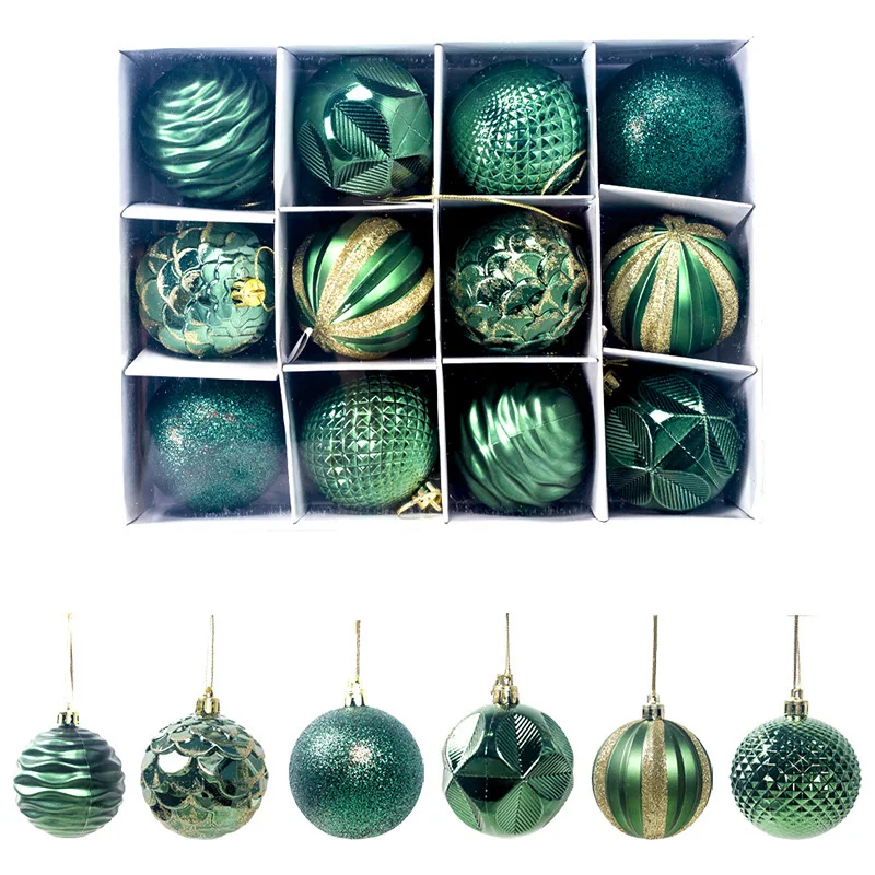 12x Рождественская елка Висячие шары украшения Baubles елочные игрушки ПВХ 6 8 см