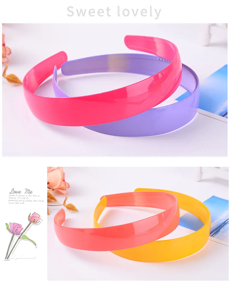 Hot Sales Korean-style 25 Mm Large Rims Color Plastic Headband Cute Candy-Colored Toothed Hair Bands Manufacturers Direct Sellin