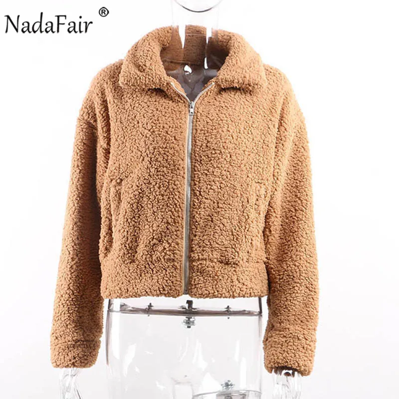 Женская флисовая куртка Nadafair из искусственного меха Толстая короткая пушистая