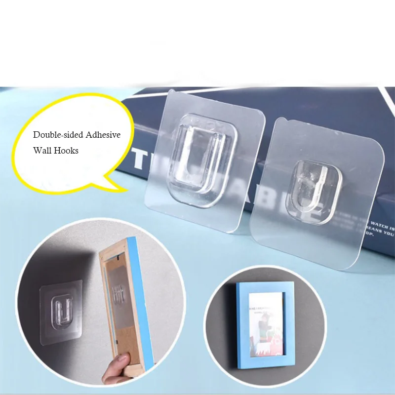 

2Pcs/set Multifunctional Double Sided Adhesive Wall Hooks Wall Hanger Transparent Suction Cup Sucker Hook Home Accessories