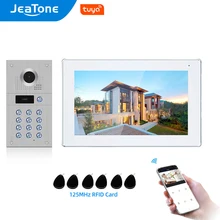 Jeatone – visiophone Tuya sans fil wi fi 10 pouces, interphone vidéo de porte, 2 moniteurs tactiles avec clavier de Code de sonnette 1080P (carte RFID)