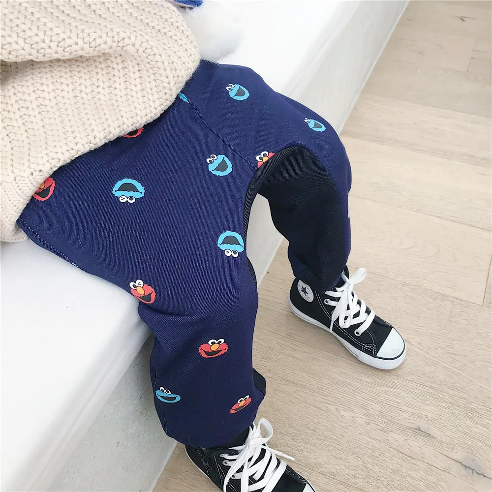 Tonytaobaby/осенне-зимняя одежда новые стильные повседневные мягкие эластичные штаны с принтом для маленьких мальчиков и девочек штаны-шаровары