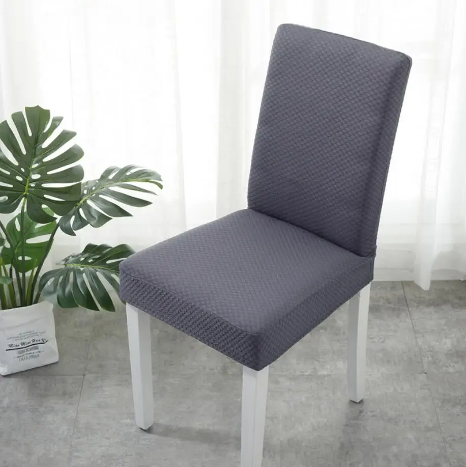 One-Piece Chair Cover Simple Modern Polar Fleece Stretch Dining Room Solid Color Seat Covers Kitchen Home Decoration Slipcover - Цвет: grey-A