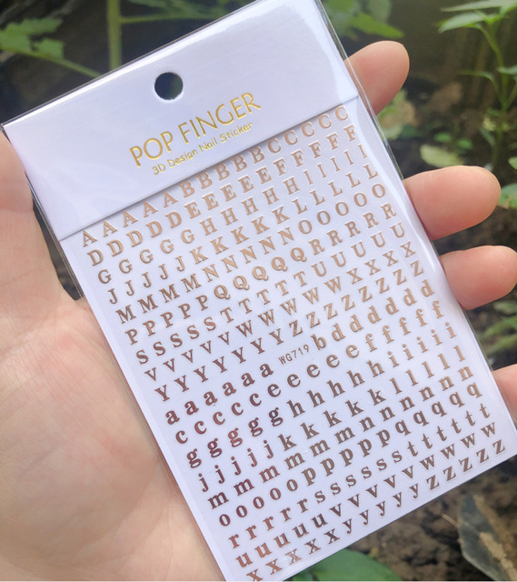 yeni eski İngilizce büyük boyutu 80mm * 103mm numaraları tırnak çıkartmaları Wrap 3D tırnak sanat malzemeleri 6 renkli mektup numarası tırnak Sticker C003(1)