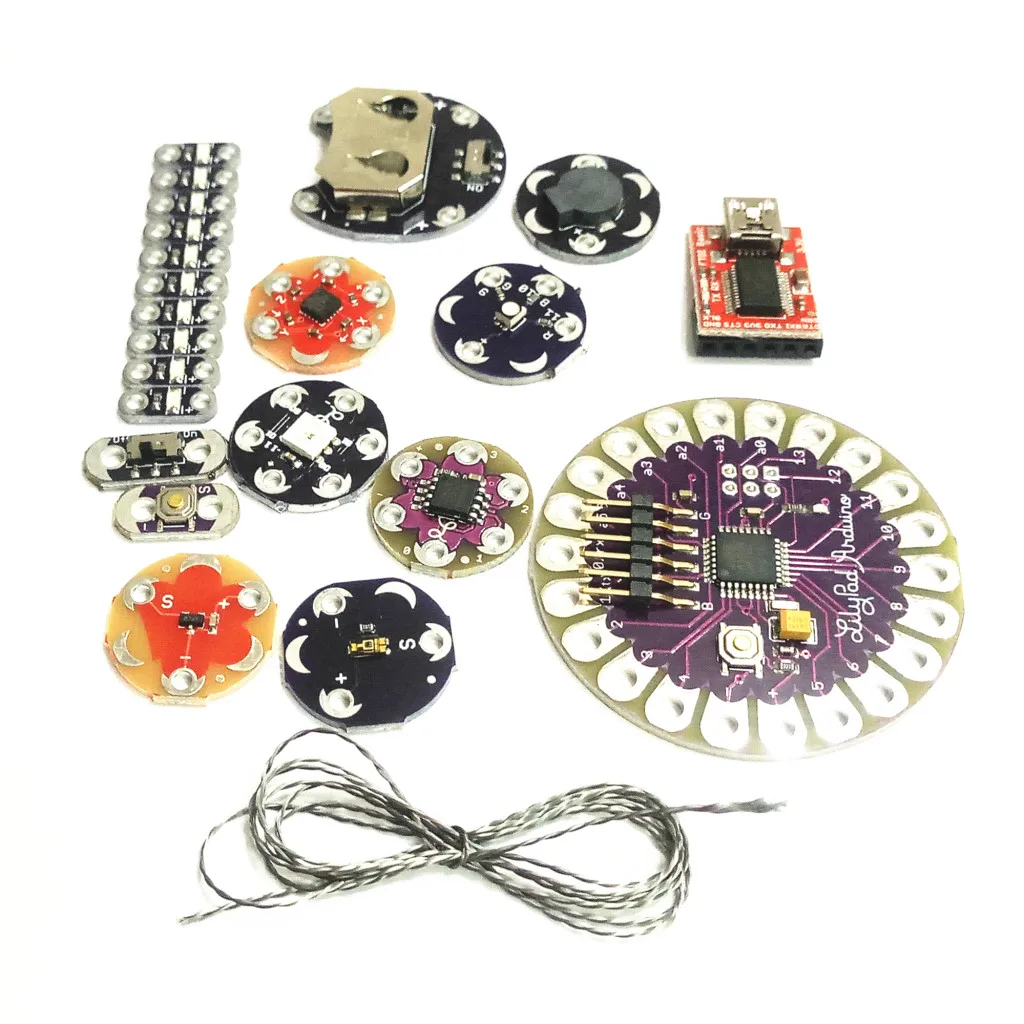 Lilypad Arduino Kit Wearable Sewable Led Suite ATmega328P Temp Sensor Buzzer