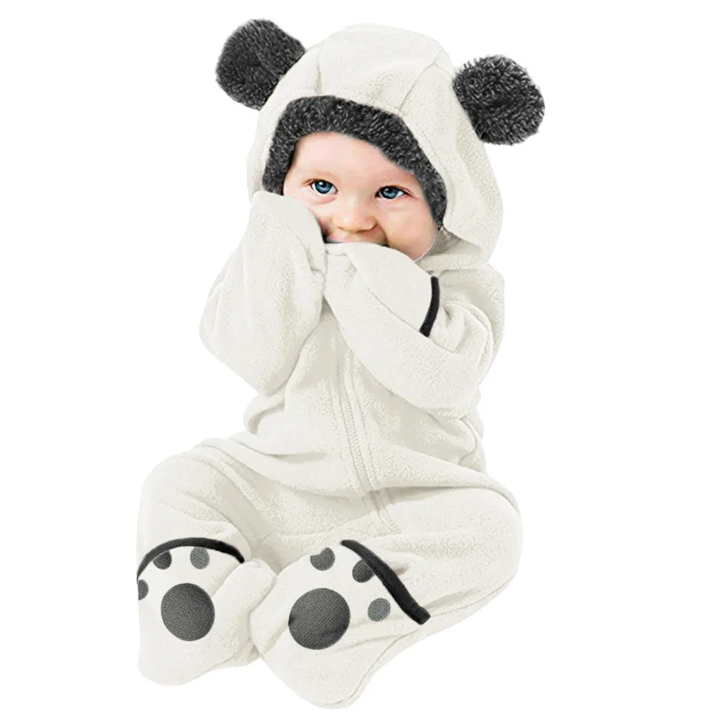 Детский однотонный флисовый комбинезон с капюшоном и ушками для маленьких девочек и мальчиков; комбинезон для малышей; сезон весна-осень; комбинезон; M140